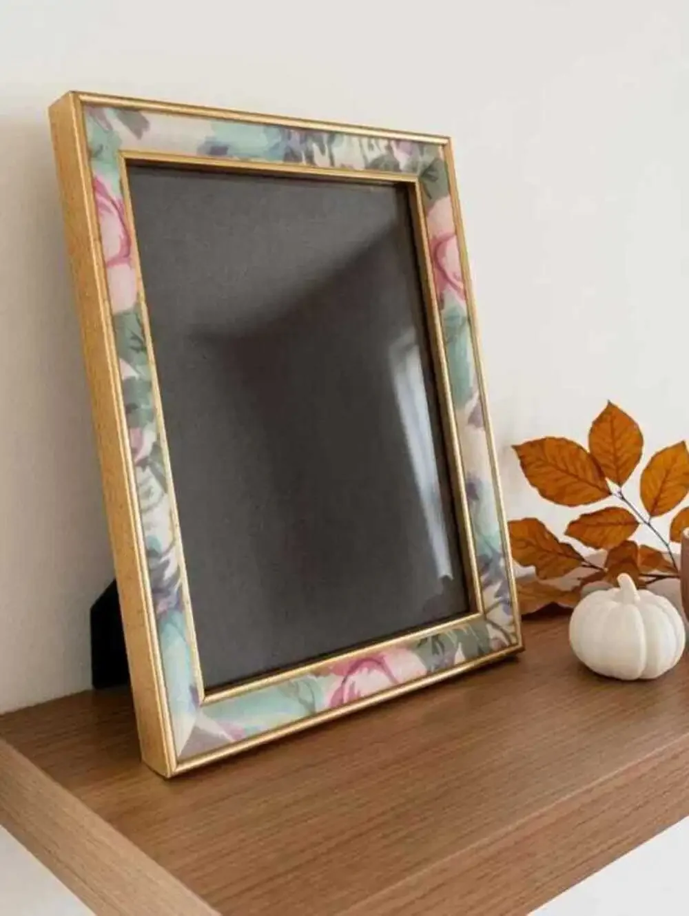 Vintage Rose Chintz Fabric Gold Frame 5x7 Cottage Floral Picture Frame